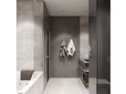 Комбинированные стены серого цвета в ванной 