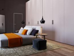 Контрастные стены в интерьер спальни в стиле минимализм