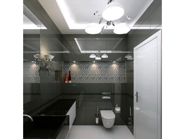 Бело-серая ванная комната с туалетом: фото