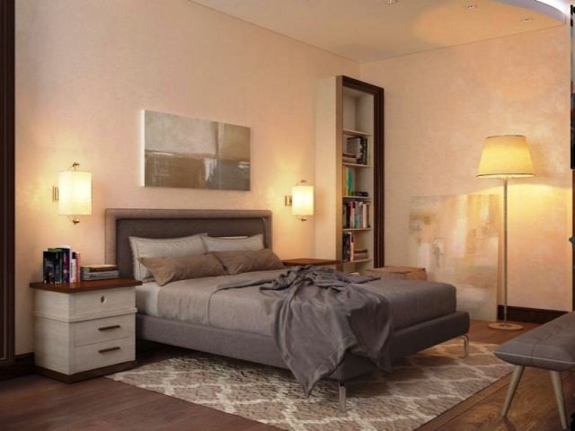 Дизайн бежево-коричневой спальни: фото