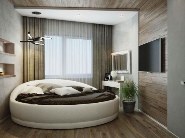 Интерьер спальни с круглой кроватью: фото