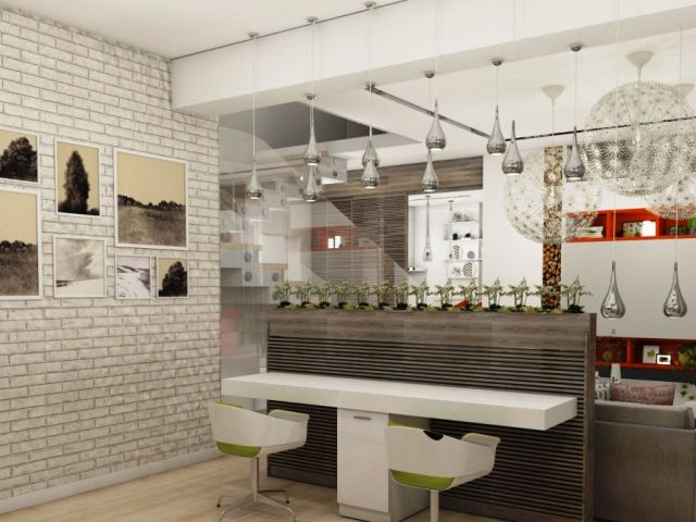 Белые стены в стиле лофт на кухне: фото