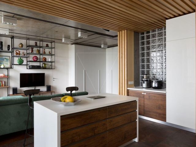 Дизайн кухни в бело-коричневом цвете: фото